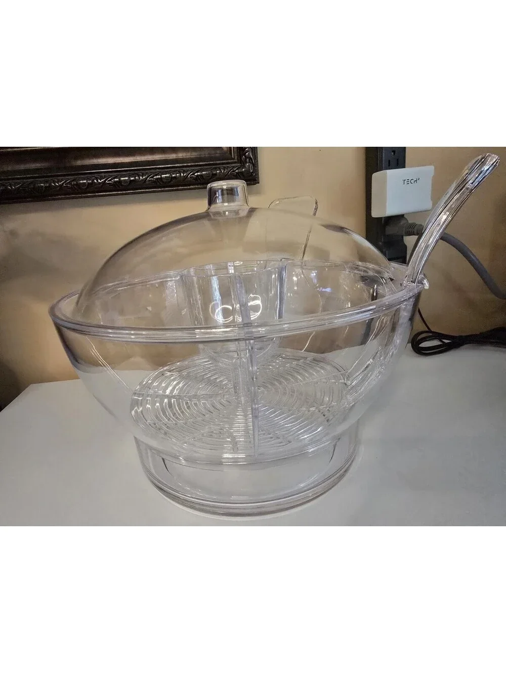 Prodyne Acrylic Salad on Ice with Fruit Insert with Utensils and Dome Lid